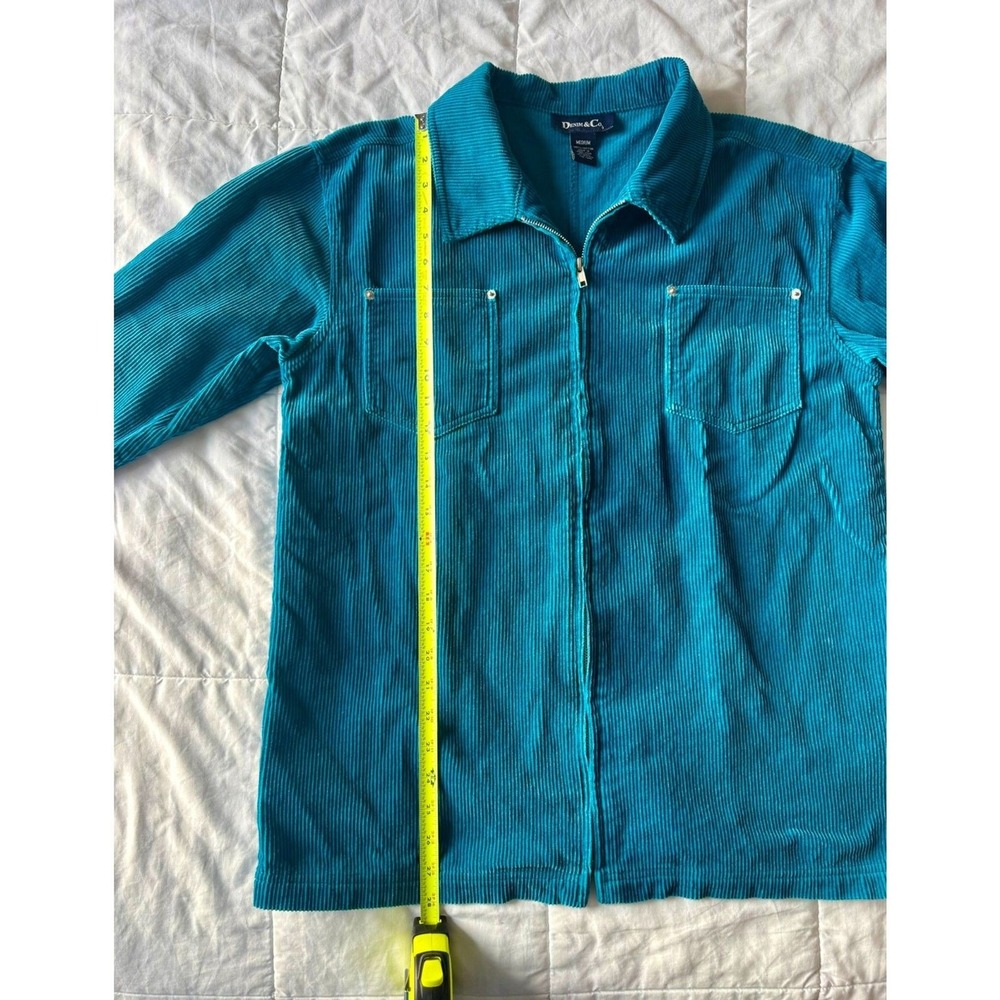 Denim & Co Teal Blue Corduroy Zip Up Jacket‎ Womens Medium Cotton LS Ribbed - Picture 5 of 5